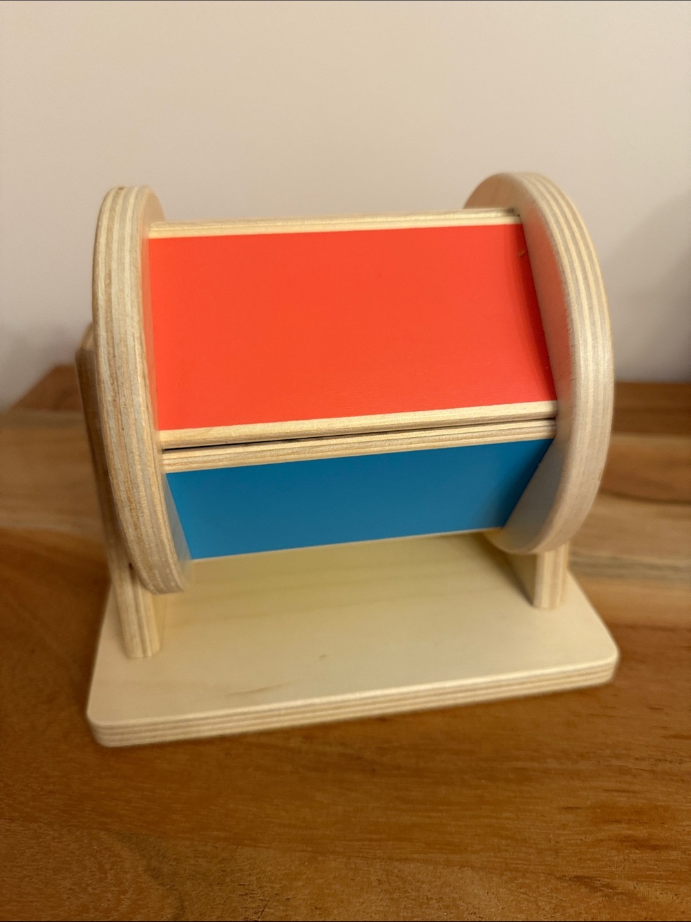 Lovevery Rainbow Spinner wooden spinning drum w rattle sound tummy time toy